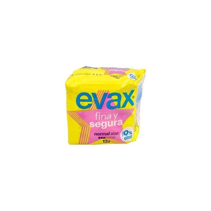 Evax Compresa Higiénica Fina Y Segura con Alas Talla Normal 12 Unidades Evax Compresa Higiénica Fina Y Segura con Alas Talla Normal 12 Unidades