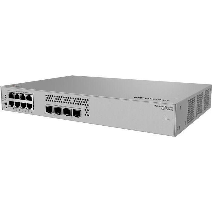 HUAWEI eKit 8*10/100/1000BASE-T ports (128 W PoE+), 4*2.5GE SFP ports, built-in AC power, Fanless 0 HUAWEI eKit 8*10/100/1000BASE-T ports (128 W PoE+), 4*2.5GE SFP ports, built-in AC power, Fanless 0
