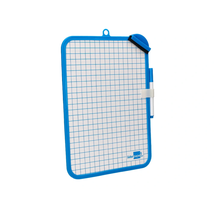 Liderpapel Pizarra Blanca 18x26 cm Doble Cara Lisa y Cuadriculada con Rotulador y Borrador 3