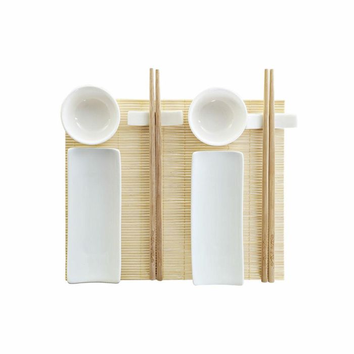 Sushi Oriental DKD Home Decor Natural Blanco 19.5 x 3.3 x 28.5 cm Set de 9