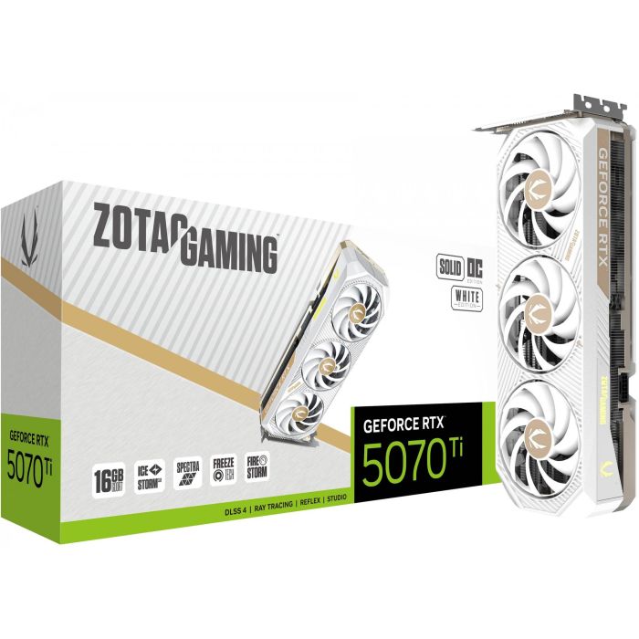 Zotac RTX 5070 Ti 16GB Gaming SOLID Core OC GDDR7 Tarjeta Gráfica 3 Ventiladores Blanca 7