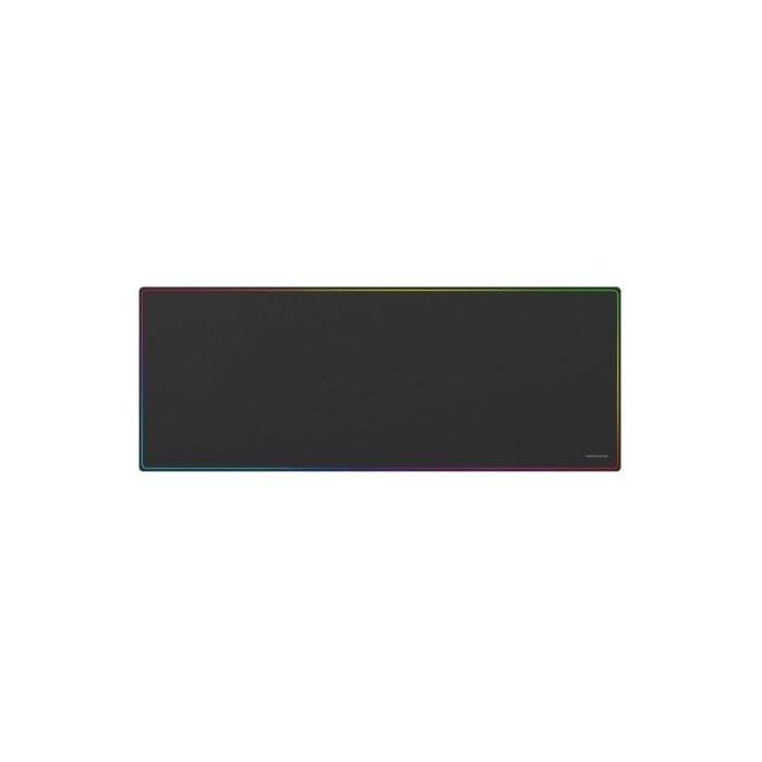 Mars Gaming MMP224 Alfombrilla Gaming XXL Negra 880x330x3mm, Superficie Nano-Textil Borde Rainbow y Base Antideslizante