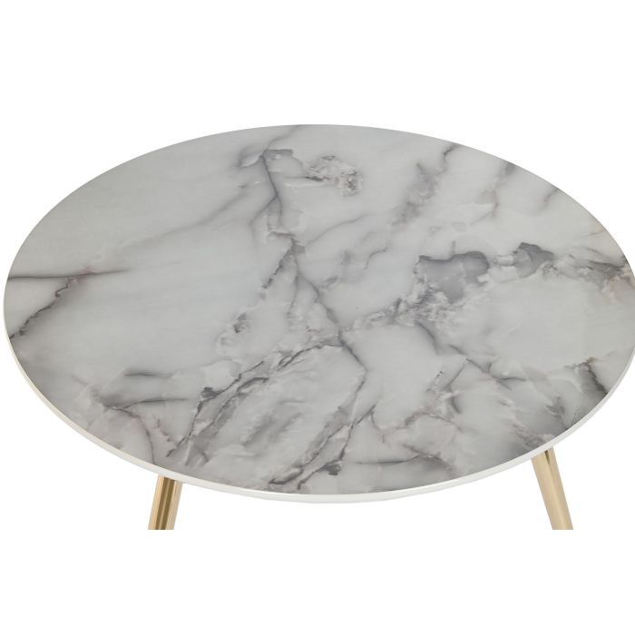 DKD Home Decor Mesita Auxiliar Moderno Blanco Dorado Acero Resina 80 x 45 x 80 cm Set de 2 1