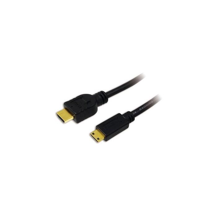 LogiLink CH0021 Cable HDMI Estándar a Mini HDMI con Ethernet, Macho/Macho, 1m, Negro, 8.16 Gbit/s