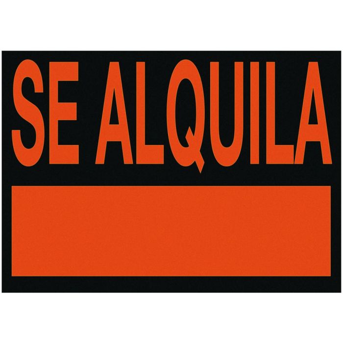 Cartel Plastico Archivo 2000 -'Se Alquila-' Rojo Fluorescente 500x234 mm 1