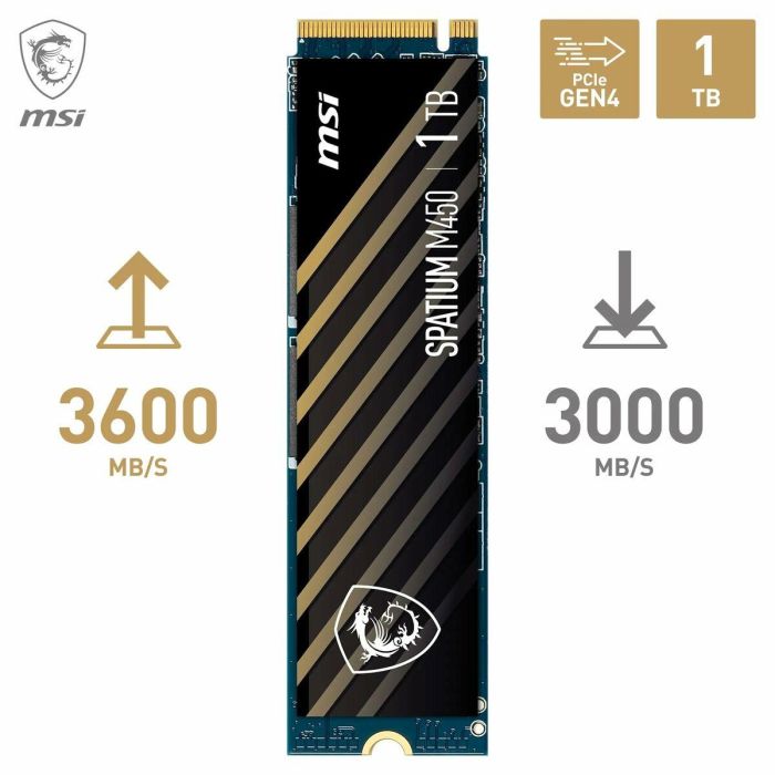 MSI MSI1693465238588 SPATIUM M450 SSD Interno 1TB PCIe 4.0 NVMe M.2 2