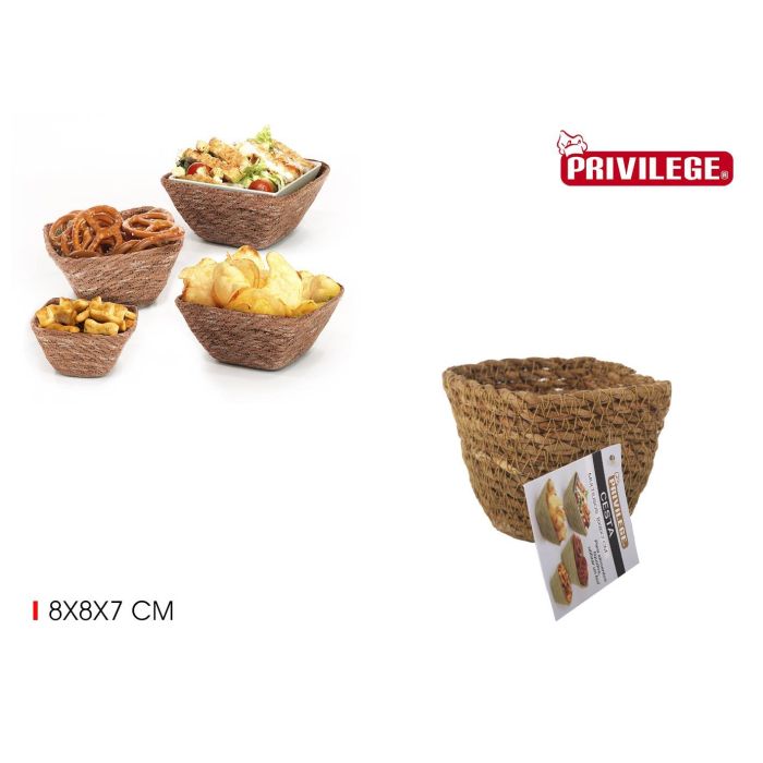 Cesta Seagrass Cuadrada 8x8x7 cm Privilege (24 Unidades) Cesta Seagrass Cuadrada 8x8x7 cm Privilege (24 Unidades)