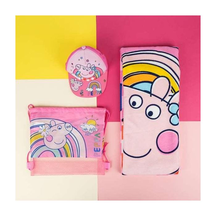 Cerdá Saquito con Toalla y Gorra Infantil Peppa Pig para Niños/Niñas de 2 a 8 Años - PINK 5