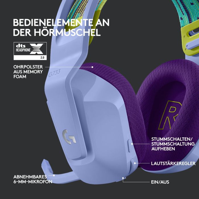 Logitech G G733 Auriculares Inalámbricos LIGHTSPEED con Micrófono para Gaming, Ligeros 278g, hasta 29h batería 1