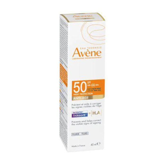 Avène Solaire Expert Fluido Antiedad SPF50 40 ml – Protección UVA/UVB y Luz Azul, Hidratante, Piel Sensible