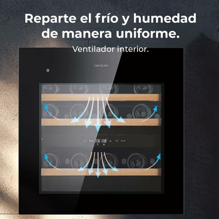 Cecotec Vinoteca integrable 36 botellas Duo 36000 Touch doble zona negro cristal LED 25