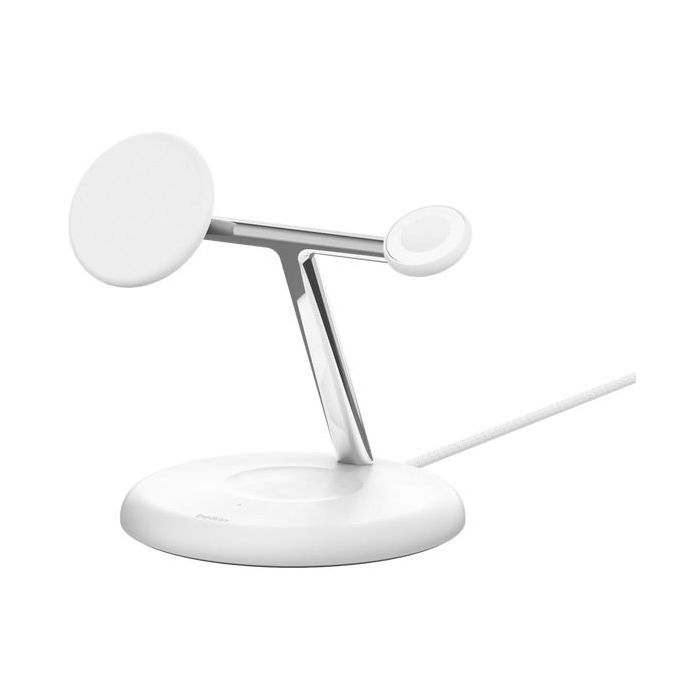 Belkin WIZ023VFWH Base de Carga Inalámbrica 3 en 1 Qi2 15W para iPhone, Apple Watch y AirPods, Blanco