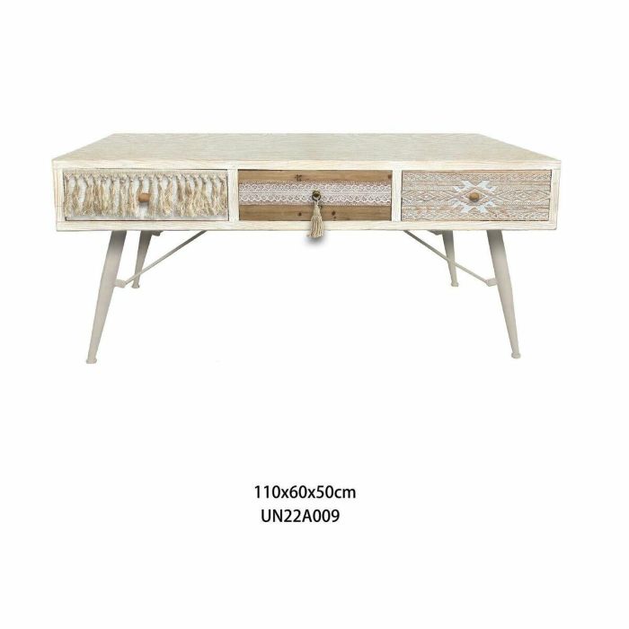 Mesa de Centro DKD Home Decor Abeto Algodón (110 x 60 x 50 cm) 1 Mesa de Centro DKD Home Decor Abeto Algodón (110 x 60 x 50 cm) 1