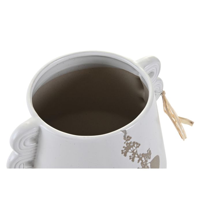 DKD Home Decor Jarrón Boho Blanco Beige Gres Hecho a Mano 15 x 13 x 18 cm (2 Unidades) 2