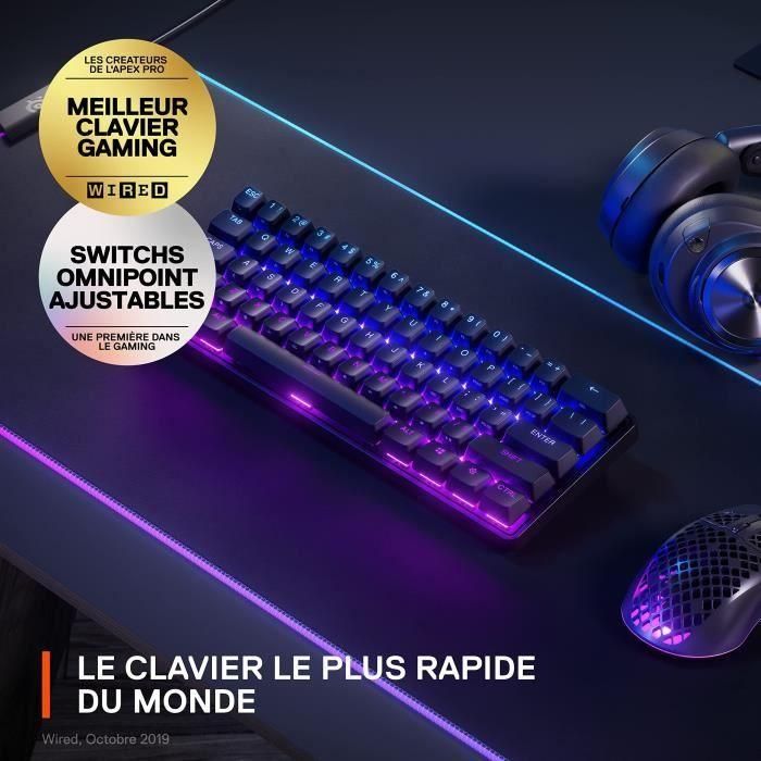 Teclado para juegos - AZERTY - STEELSERIES - Apex Pro Mini Wireless FR - Sin teclado numérico - Retroiluminado - Negro 4