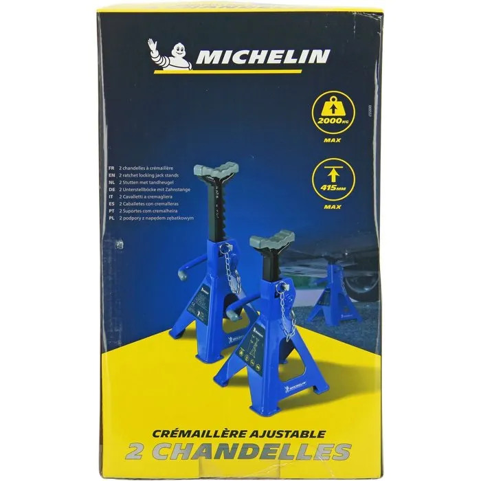 Michelin 2 Rack Velas 2T - Caballetes para 2 Toneladas, Altura Bloqueo 280-408mm, Juego 2 Unidades 2