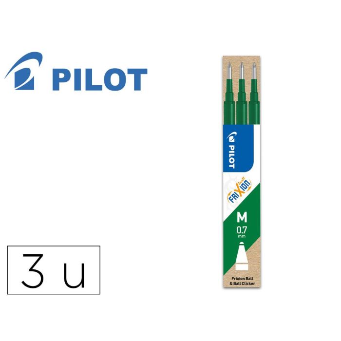 Pilot Recambio Bolígrafo Frixion 0.7 Verde Pack 3 Ud