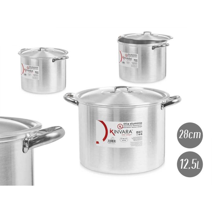 Olla de Aluminio Kinvara 28 cm 12.5 L - Plata, Apta Gas/Horno/Lavavajillas (4 Unidades) Olla de Aluminio Kinvara 28 cm 12.5 L - Plata, Apta Gas/Horno/Lavavajillas (4 Unidades)