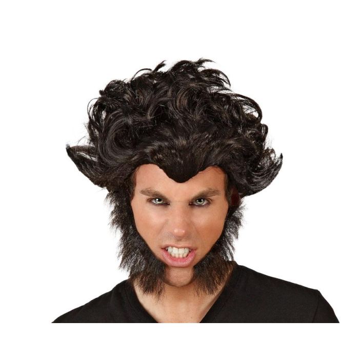 Peluca De Hombre Lobo Morena Con Patillas Peluca De Hombre Lobo Morena Con Patillas