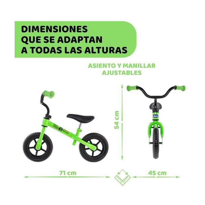 Chicco Bicicleta sin Pedales S Bullet Verde 10 Pulgadas - Perfecta para Niños 2-5 Años Aprendizaje de Equilibrio 4