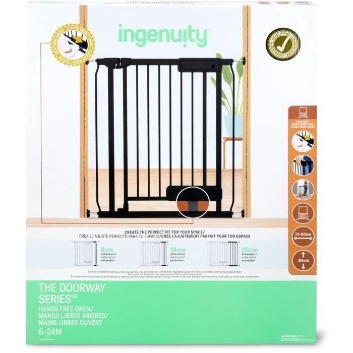 Ingenuity ING17418 - Barrera de seguridad para escaleras, niños y mascotas, apertura mano/pie, 84cm alto, ancho 73-80 cm 3 Ingenuity ING17418 - Barrera de seguridad para escaleras, niños y mascotas, apertura mano/pie, 84cm alto, ancho 73-80 cm 3