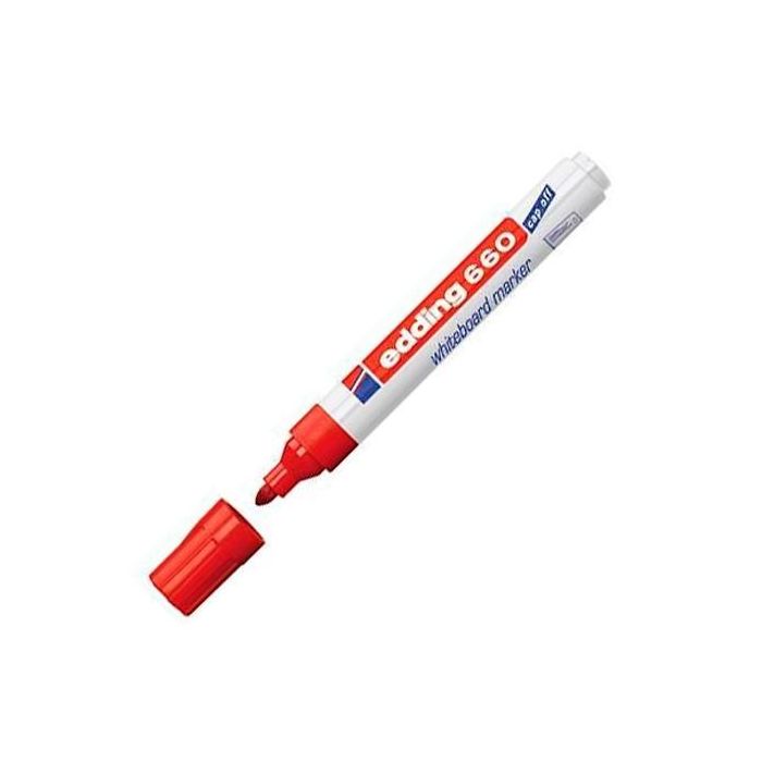 Edding Marcador Pizarra Blanca Rellenable Rojo, Punta Redonda 1.5-3mm, para Pizarras y Flipcharts (10 Unidades) (10 Unidades)