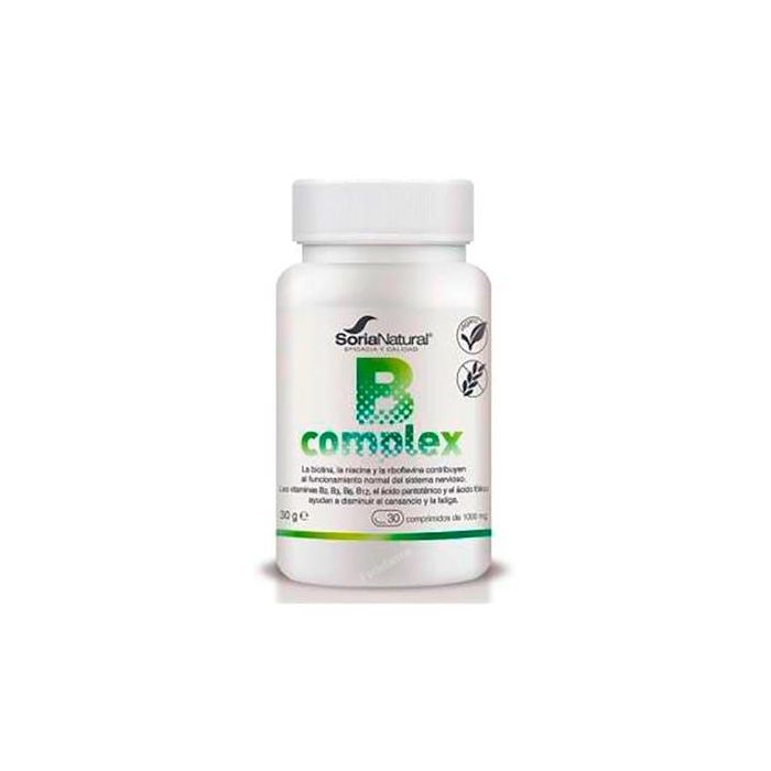 SORIA NATURAL B Complex 100Mg 30 Comprimidos. Vitaminas B para Reducir Cansancio, Fatiga y Función Nerviosa. Vegano y Sin Gluten