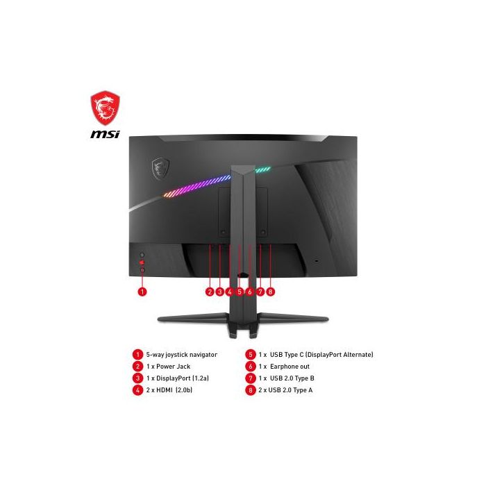 Msi Monitor Gaming MAG 275CQRF 27 Pulgadas Curvo IPS 170Hz WQHD 1ms Negro