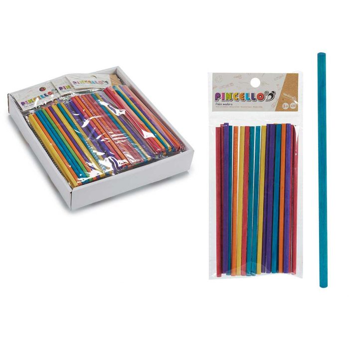 Set 20 Palos de Madera Redondos Pincello - 0.5x20.5x9.5 cm, Surtido Colores (48 Unidades) Set 20 Palos de Madera Redondos Pincello - 0.5x20.5x9.5 cm, Surtido Colores (48 Unidades)