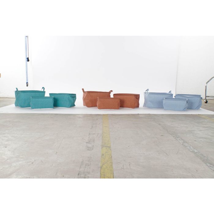 DKD Home Decor Cesta Basicos Azul Marron Turquesa Verde 25 x 35 x 22 cm Set de 3 (6 Unidades) 3