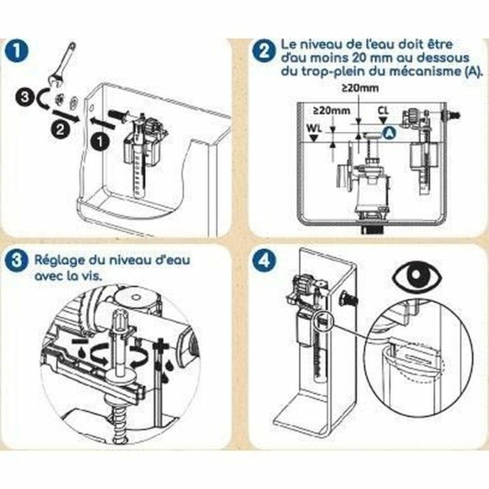 ROUSSEAU ROU3047404232009 Válvula de flotador lateral para cisterna WC vista - Con Certificación NF 2