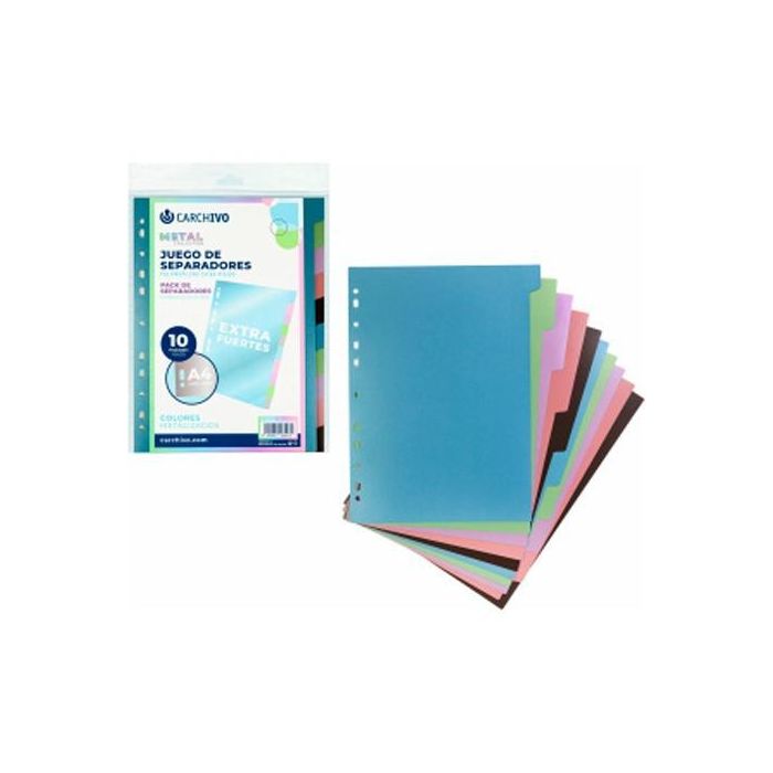Carchivo Separadores A4 10 Posiciones Pp Extra Fuerte Colores Metal