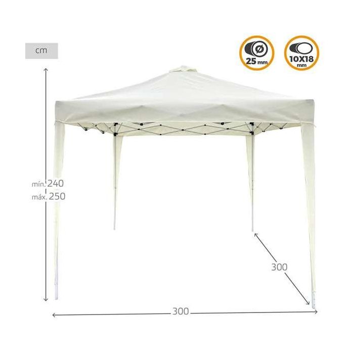 Max-air Cenador Plegable de Exterior con Chimenea Integrada 300x300x250 cm, Resistente Estructura de Acero y Techo de Tela