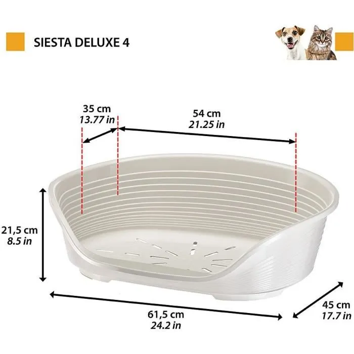 Ferplast Cesta Siesta Deluxe Tamaño 4 - 61,5*45*21,5 cm - Gris Claro - FER8010690216096 1