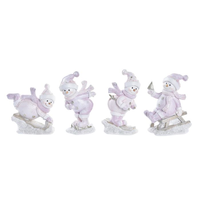 DKD Home Decor Decoración Colgante Navideña Fantasía Resina Blanco Rosa 6x12x9.5 cm (Pack 8 Unidades Surtidas)
