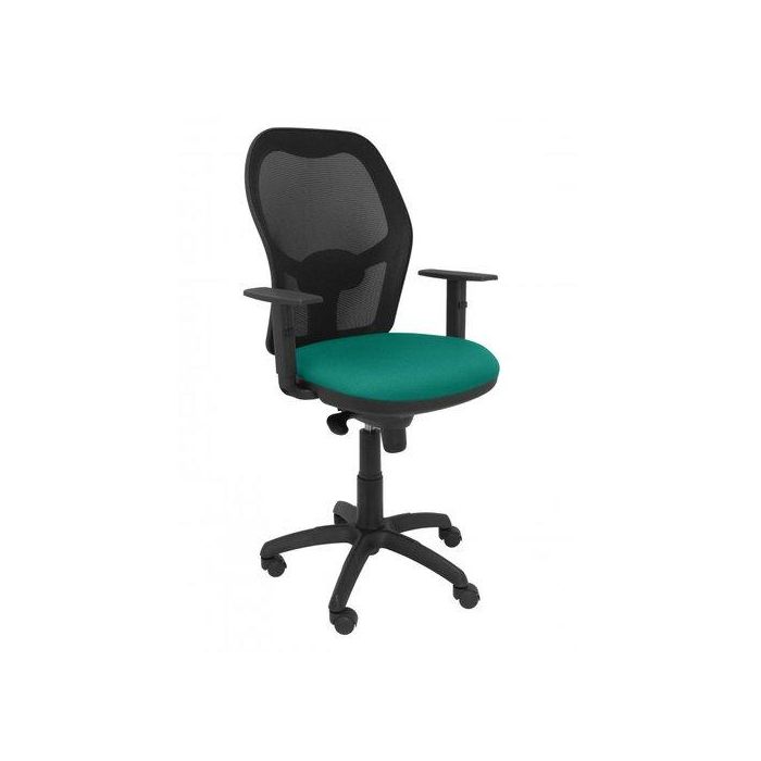 Silla Piqueras Y Crespo Jorquera Brazos Regulables Mecanismo Sincro Con Regulador De Tension Respaldo De Malla Negra Y Asiento Tapizado Bali Verde