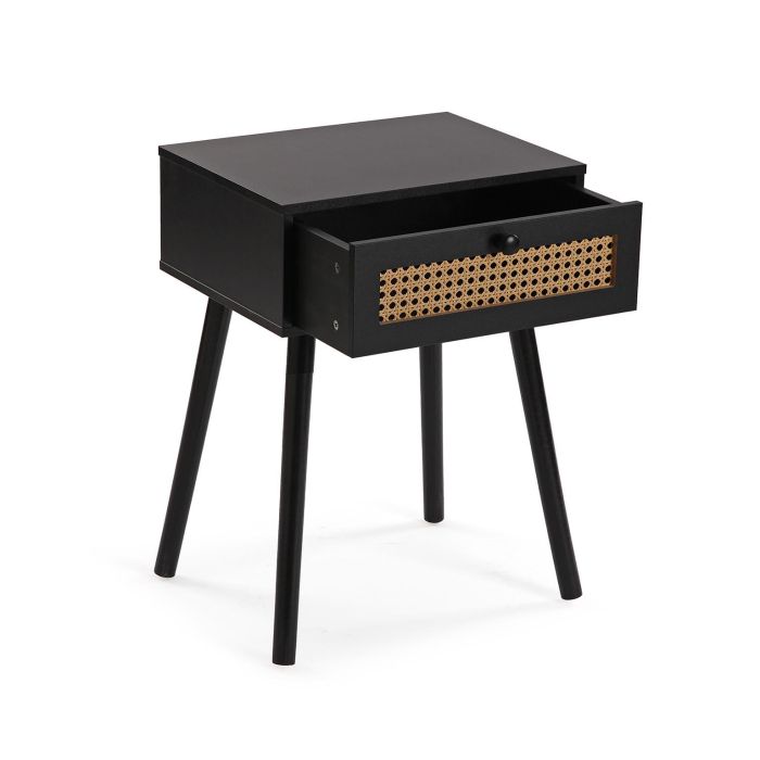 Mesilla de noche Ahedo negro Versa - 30x40x55 cm, madera MDF y metal 1 Mesilla de noche Ahedo negro Versa - 30x40x55 cm, madera MDF y metal 1