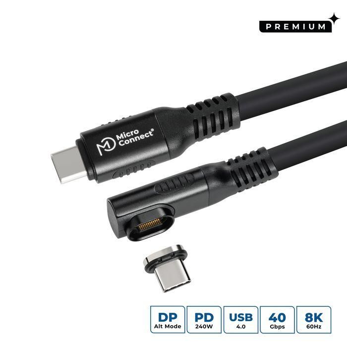 MicroConnect Cable magnético USB4 de silicona líquida premium en ángulo, 20Gbps, 240W, 4K, 2m, Negro 0 MicroConnect Cable magnético USB4 de silicona líquida premium en ángulo, 20Gbps, 240W, 4K, 2m, Negro 0