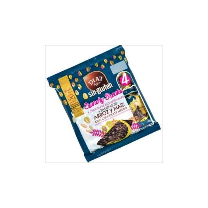 DIAT Barras de Arroz y Maíz con Chocolate Negro, Paquete de 4 Unidades