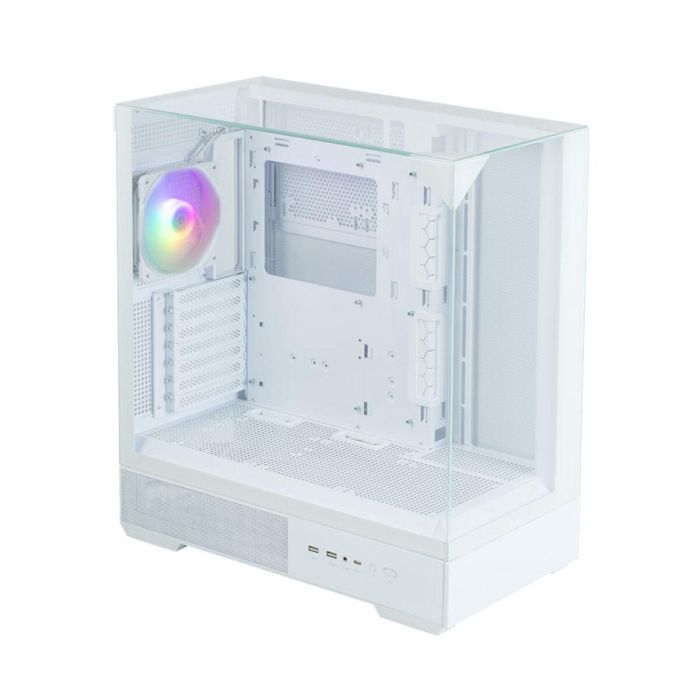 Zalman P40 Prism White Midi Tower PC, Caja de ordenador Blanco, Panel de vidrio templado, Iluminación RGB 24