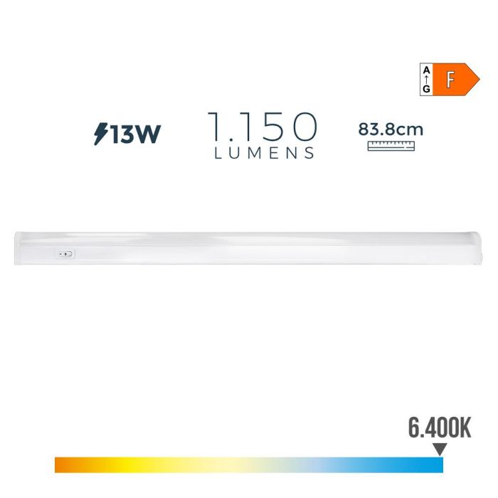 Regleta electronica led 13w 1150lm 6500k luz fria 83,8x3.5x3.8cm edm