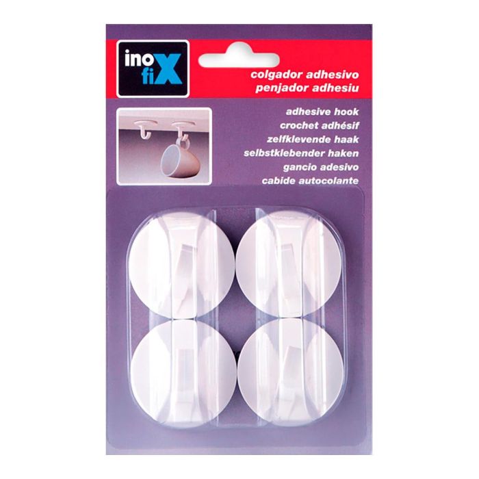 Inofix Colgador gancho adhesivo blanco 2179-2-000 (blister 4 unid.) para tazas y utensilios de cocina 1
