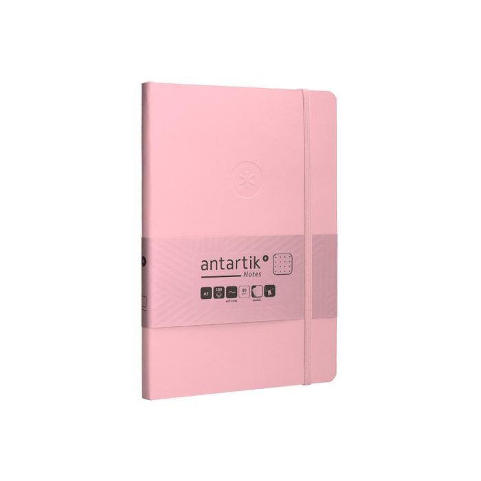 Cuaderno Con Gomilla Antartik Notes Tapa Blanda A5 Hojas Puntos Rosa Pastel 80 Hojas 80 gr Fsc 4