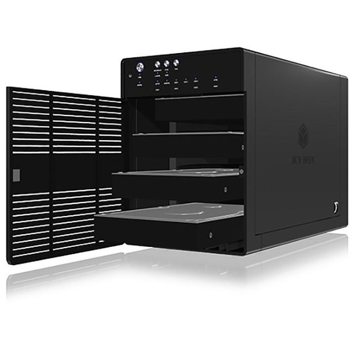 ICY BOX Carcasa Externa para 4 Discos Duros de 3.5" SATA con USB 3.0 y eSATA, Función JBOD, Color Negro 5
