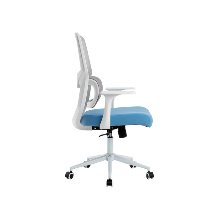 Q-connect Silla de Oficina Lucca Malla Base Metálica Alt Max 1090 Ancho 700 Profundo 650 Ruedas Premium Color Blanco Gris Azul 2