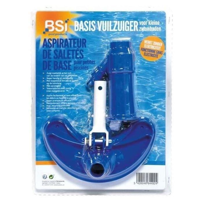 Aspiradora de fondo manual BSI - Con compartimento para residuos de piscina - 30 cm Aspiradora de fondo manual BSI - Con compartimento para residuos de piscina - 30 cm