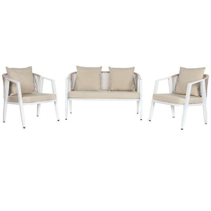 Sofa DKD Home Decor Blanco Beige 66 x 72 x 123 cm Set de 4 2