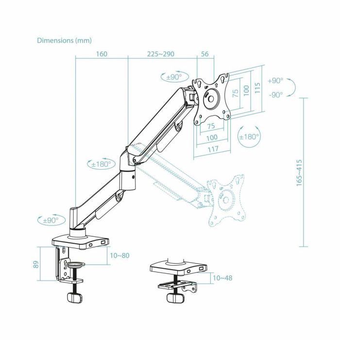 TooQ Soporte de Mesa para Monitor DB1733TNR-B Giratorio Inclinable para Pantallas 17-32 Pulgadas hasta 9kg Negro 8 TooQ Soporte de Mesa para Monitor DB1733TNR-B Giratorio Inclinable para Pantallas 17-32 Pulgadas hasta 9kg Negro 8