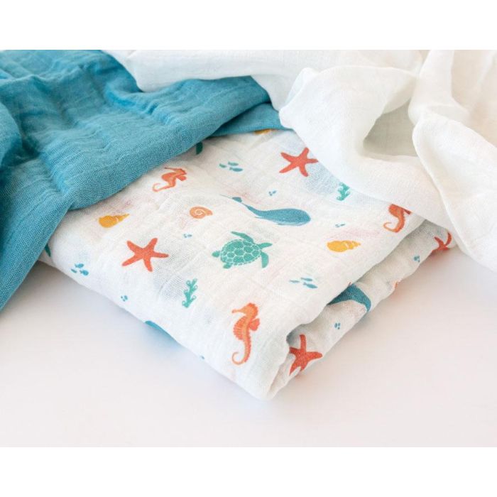 KioKids Set de 3 Muselinas 70x70 cm - Azul, Blanco y Marino - Bambú y Algodón - para Bebés +0 Meses KioKids Set de 3 Muselinas 70x70 cm - Azul, Blanco y Marino - Bambú y Algodón - para Bebés +0 Meses