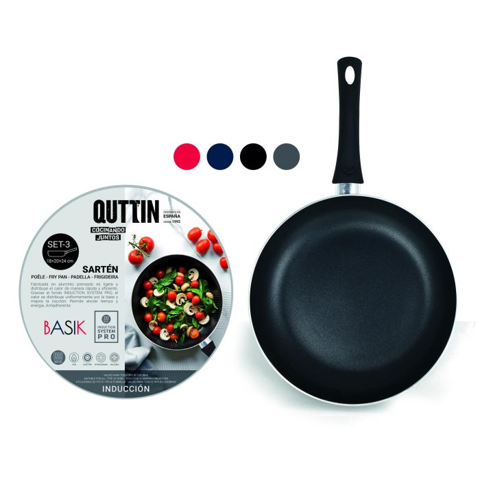Set de 3 Sartenes de Aluminio para Inducción Basik Quttin - Inde (4 Cajas) 6 Set de 3 Sartenes de Aluminio para Inducción Basik Quttin - Inde (4 Cajas) 6